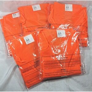LOT: 5 ASN HI-Vis Orange Reflective Mesh Safety Vests Type R Class 2 - Sz Large